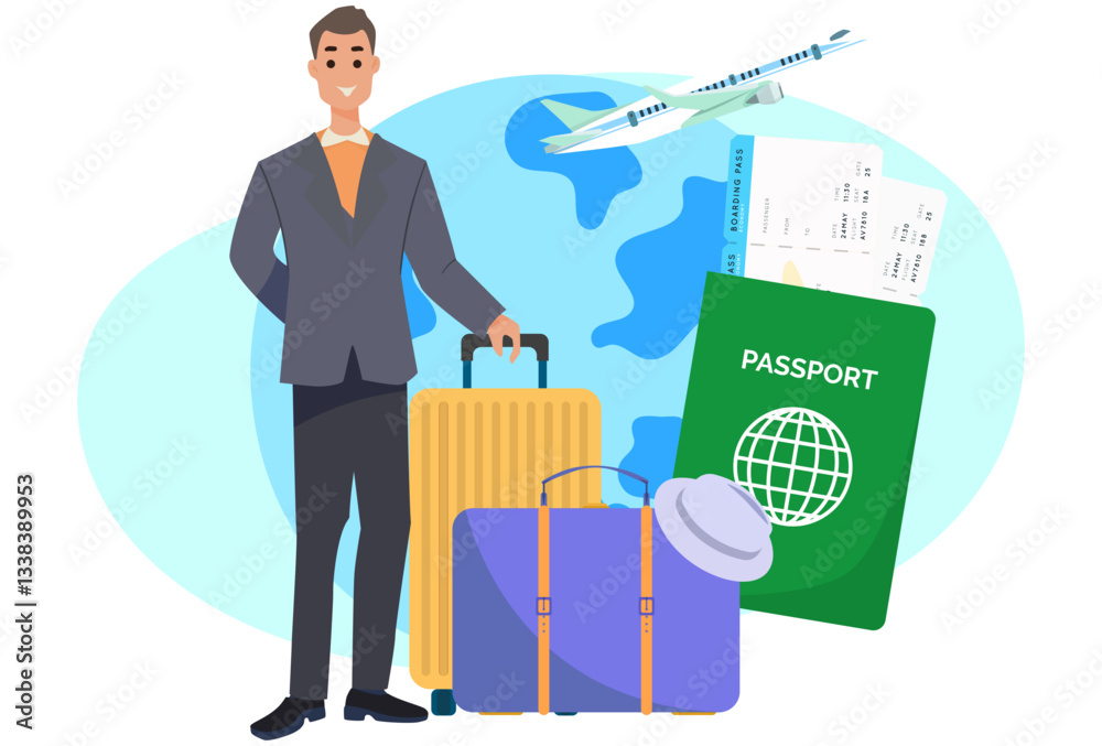Naklejka premium Travel Visa Concept Illustration Stylish and Beautiful