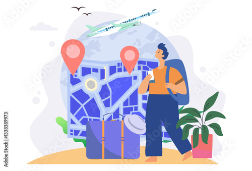 All Day Tours Concept Illustration Stylish and Beautiful