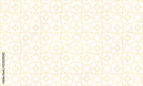 Islamic Eid fitr abstract seamless pattern for decoration, white background, and gold color