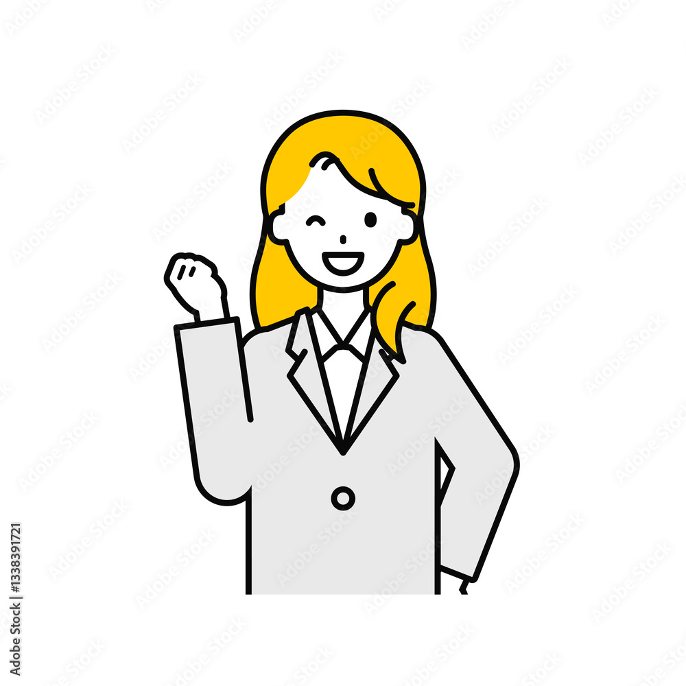 上半身のポーズ_シンプルな会社員の女性05