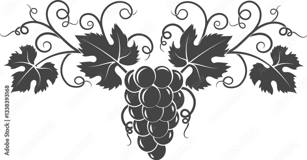 Fototapeta premium Grapes vine decorative pattern