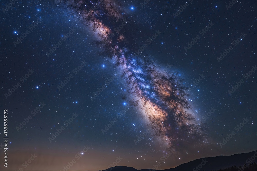 Stunning Milky Way Galaxy with Sparkling Stars in the Night Sky Stunning Milky Way Galaxy with Sparkling Stars in the Night Sky
