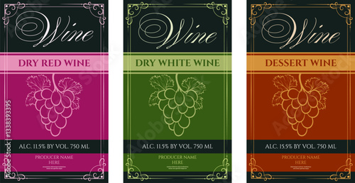 Red white dessert wine labels