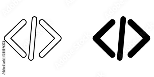 Coding Icon – Line & Glyph Symbol for Programming and Development