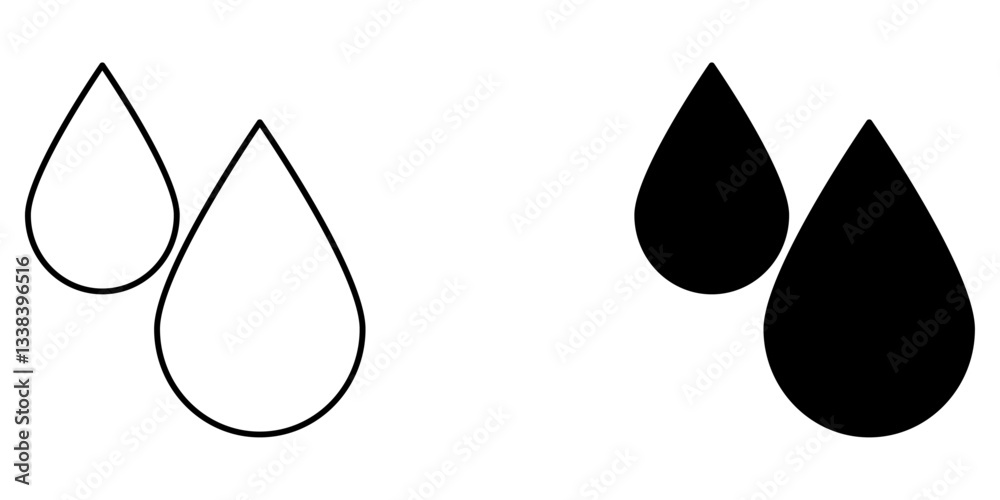 Drops Icon – Line & Glyph Water and Liquid Symbol Drops Icon – Line & Glyph Water and Liquid Symbol