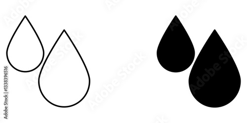 Drops Icon – Line & Glyph Water and Liquid Symbol