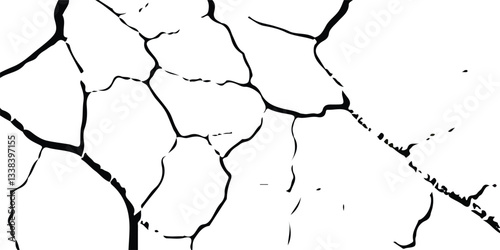 Cracked and Broken Earthquake Surface Vector Overlays with Distressed Wall, Floor, and Ground Textures in Black, White, and Grey, Representing the Aftermath of Earthquake Damage.
