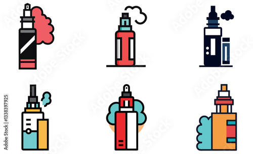Vector Illustration of Various E-Cigarette Models