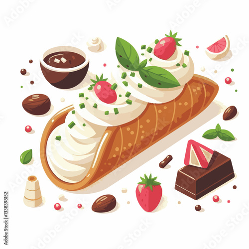dessert, pastry, sweet, cannoli, food, chocolate, cream, italian, delicious, bakery, gourmet, italy, traditional, cannolo, background, sicily, breakfast, white, filling, creamy, sugar, baked, crust, c