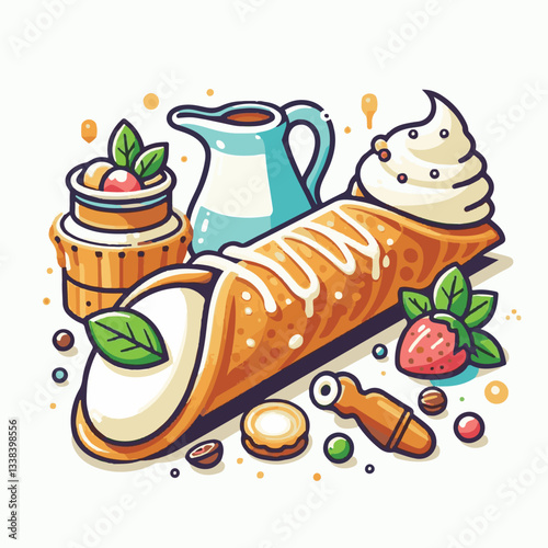 dessert, pastry, sweet, cannoli, food, chocolate, cream, italian, delicious, bakery, gourmet, italy, traditional, cannolo, background, sicily, breakfast, white, filling, creamy, sugar, baked, crust, c