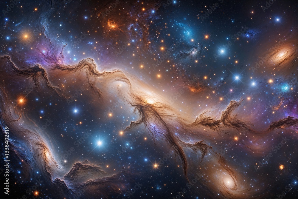 Obraz premium Infinite Cosmic Canvas Featuring Bright Stars Galaxies and Dreamy Nebulae
