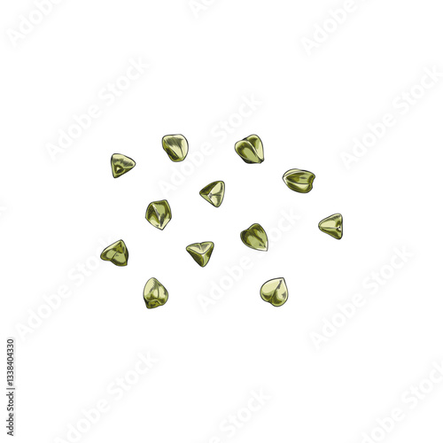 Buckwheat seeds, green grains sketch, vector hand drawn buckwheat groats, raw cereal crops, agriculture plant harvest