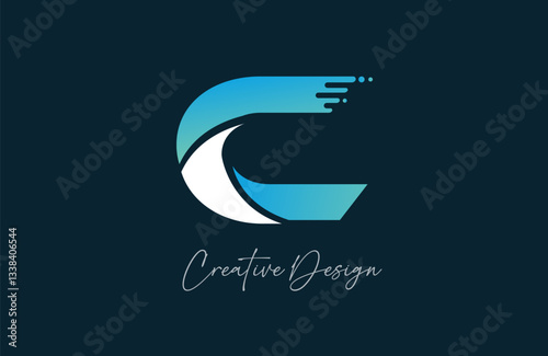 dot blue C cut letter alphabet logo icon design with dots gradient for business or company