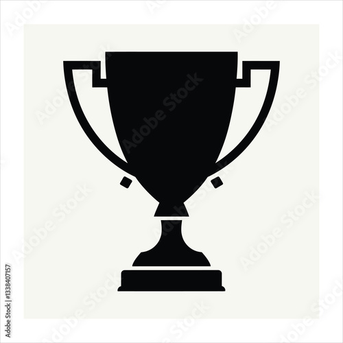 Trophy Cup Silhouette Vector – Bold Black Award Icon for Victory and Achievement