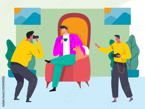 Behind The Scenes Concept Illustration Stylish and Beautiful