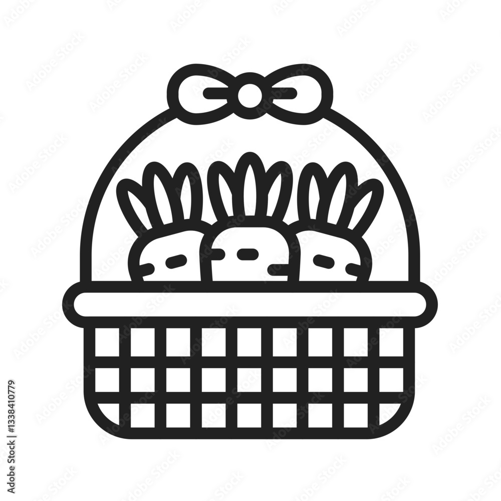 Carrots in Basket icon vector image. Suitable for mobile apps, web apps and print media.