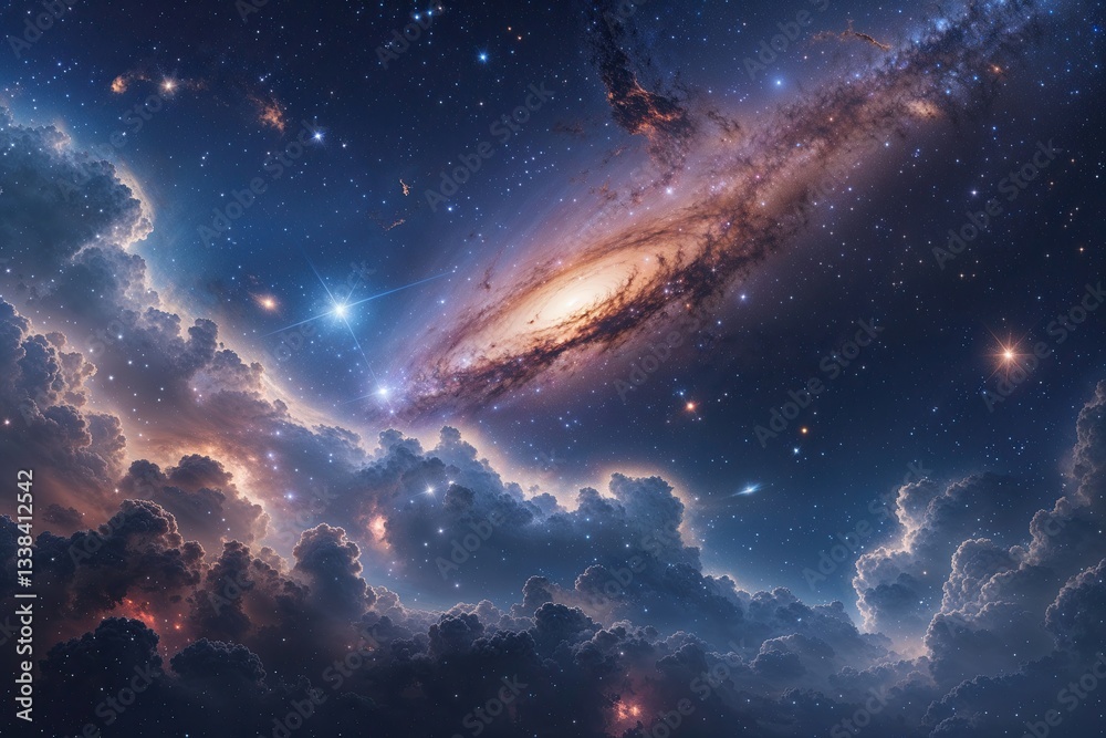 Fototapeta premium Stunning Illustration of Ethereal Starry Sky with Nebulae and Distant Galaxies