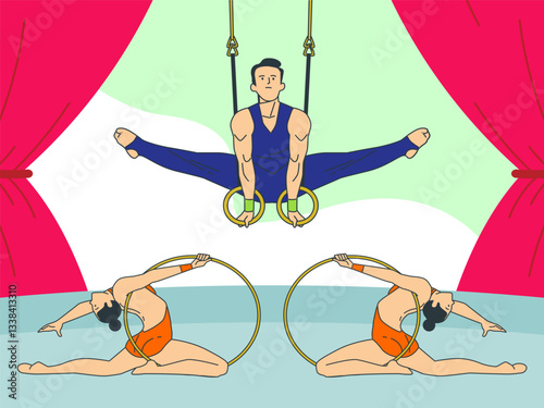 Gymnast Concept Illustration Stylish and Beautiful