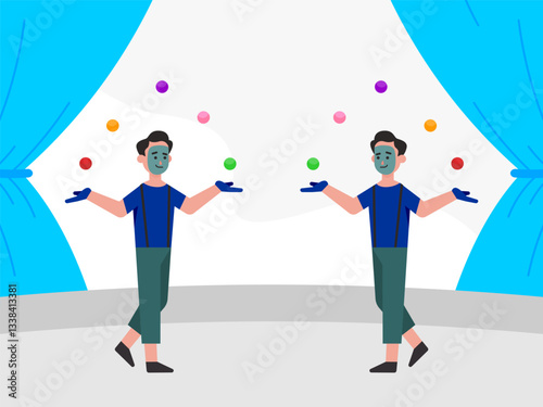 Juggler Concept Illustration Stylish and Beautiful