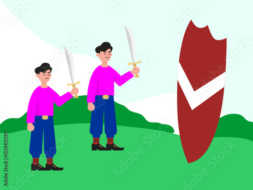 Knife Thrower Concept Illustration Stylish and Beautiful
