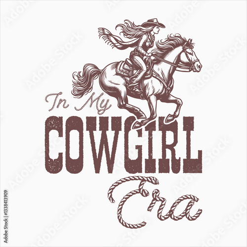 In My Cowgirl Era  Vintage Western Cow Girl T-shirt Design