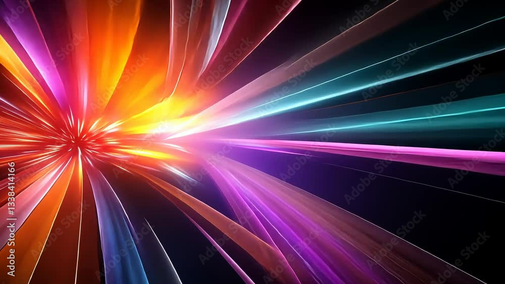 Abstract vibrant burst of light radiating outward