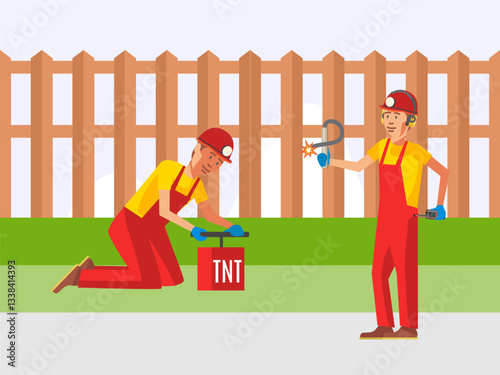 Fence Mending Concept Illustration Stylish and Beautiful