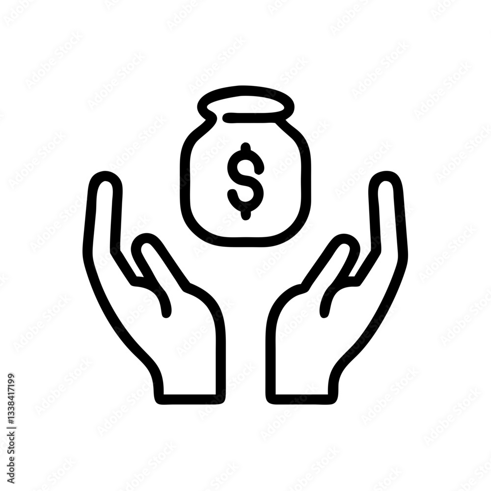 Obraz premium a money bag with a dollar symbol held by cupped hands, representing financial security and wealth