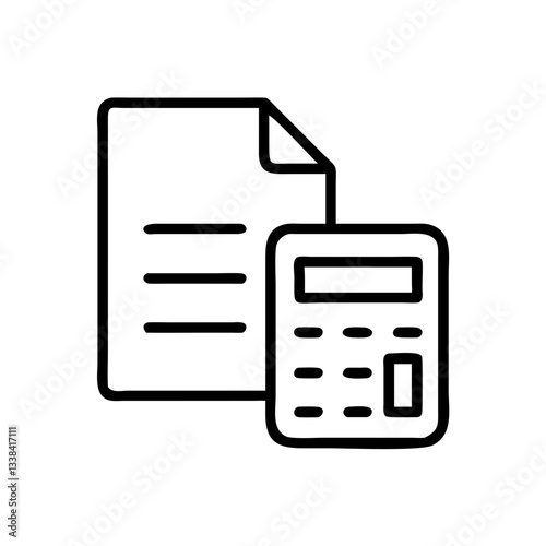 financial document and calculator graphic with calculation concept