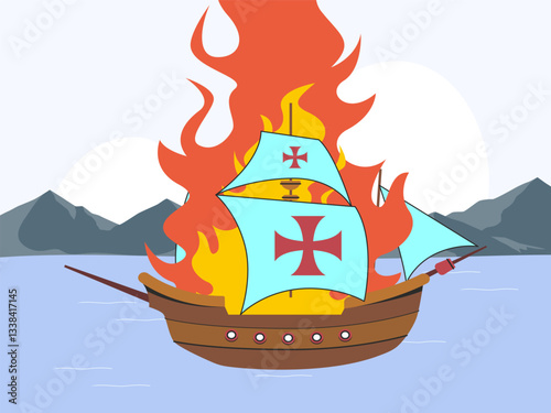 Viking Funeral Concept Illustration Stylish and Beautiful