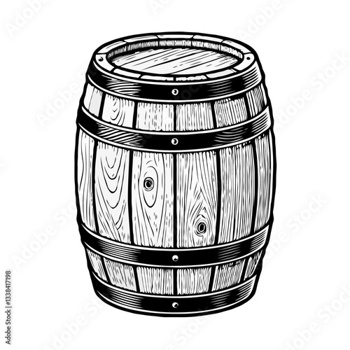 wooden barrel isolated on white