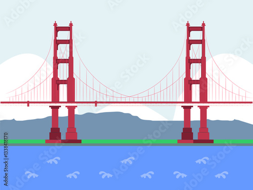 Golden Gate Bridge Concept Illustration Stylish and Beautiful