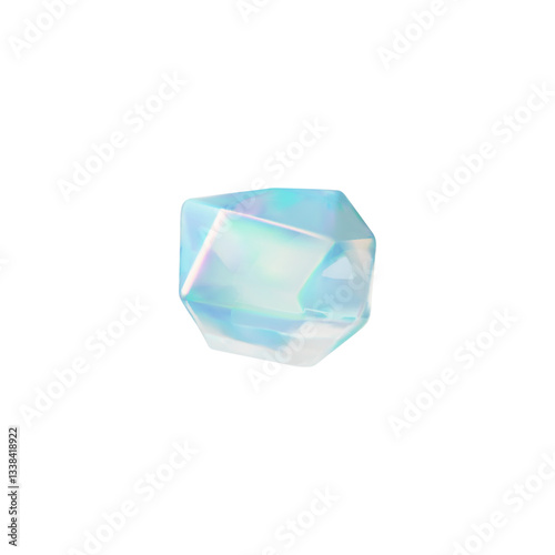 Realistic diamond 3D vector icon, gem stone with sparkle effect, blue dazzling crystal glass jewelry, precious brilliant