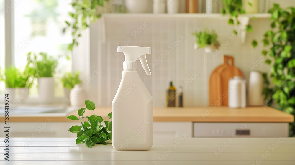 Natural Home Cleaning Products, mock up. Eco-friendly cleaning and zero waste concept