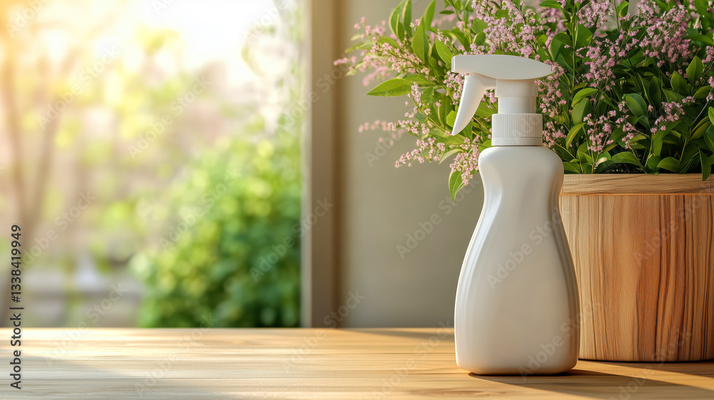Natural Home Cleaning Products, mock up. Eco-friendly cleaning and zero waste concept
