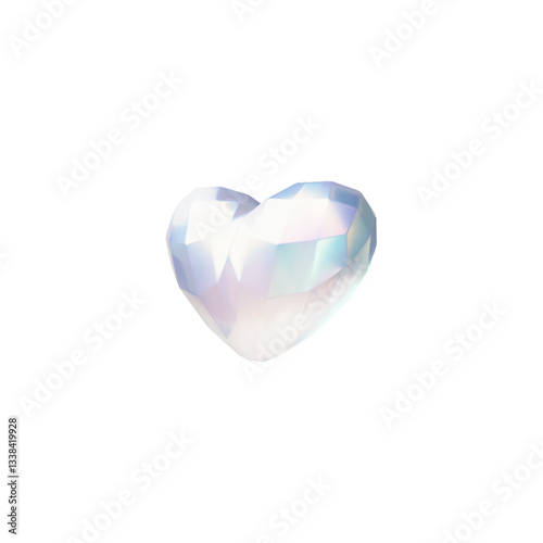 Diamond heart 3D vector icon, realistic gem stone shine and sparkle effect, dazzling crystal glass jewelry love symbol