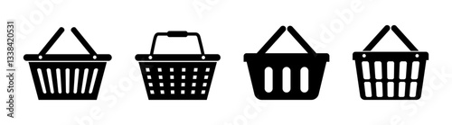 Shopping basket icon. Grocery Shopping Icon Set. Basket market and product vector symbol