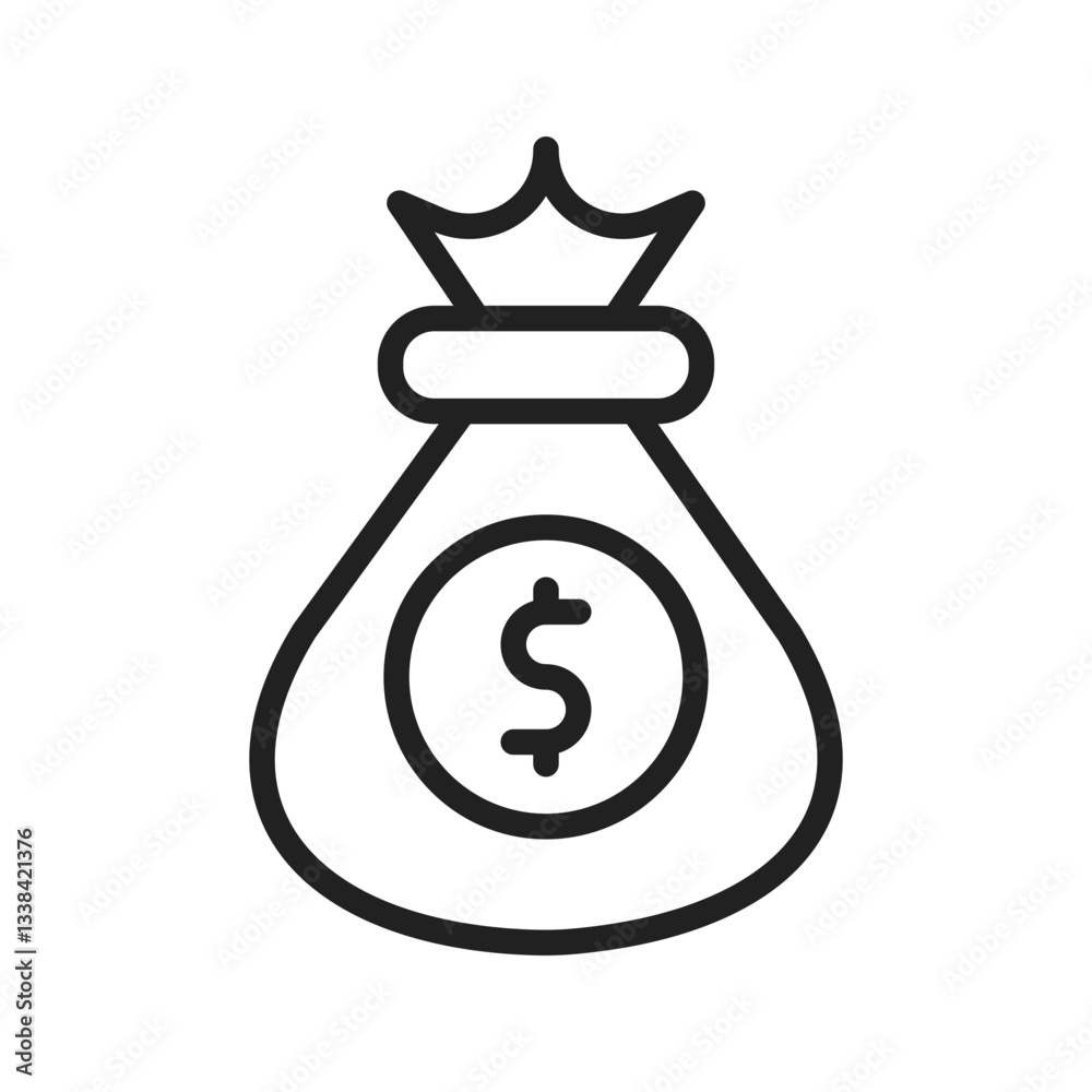 Money Bag icon vector image. Suitable for mobile apps, web apps and print media. Money Bag icon vector image. Suitable for mobile apps, web apps and print media.