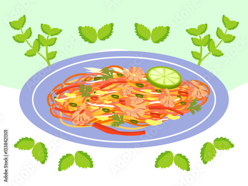 Pad Thai Concept Illustration Stylish and Beautiful