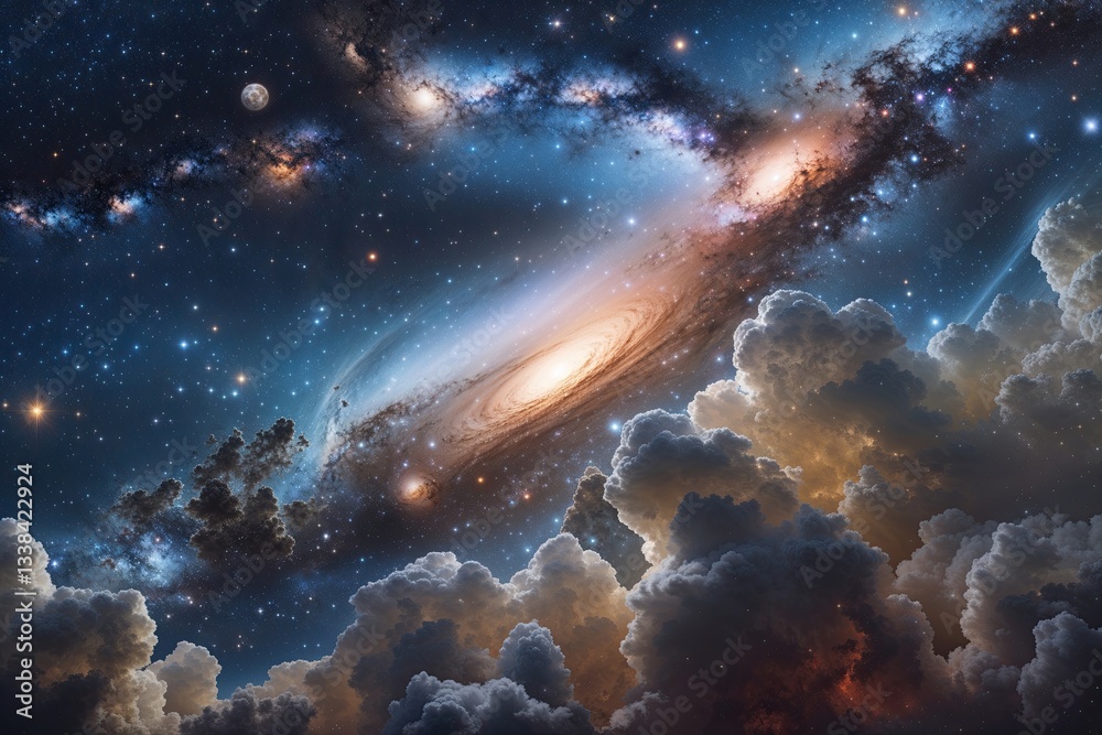 Obraz premium Stellar Exploration of the Universe and Galaxies The Beauty of Celestial Wonders