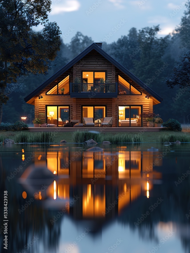 Fototapeta premium house on the lake
