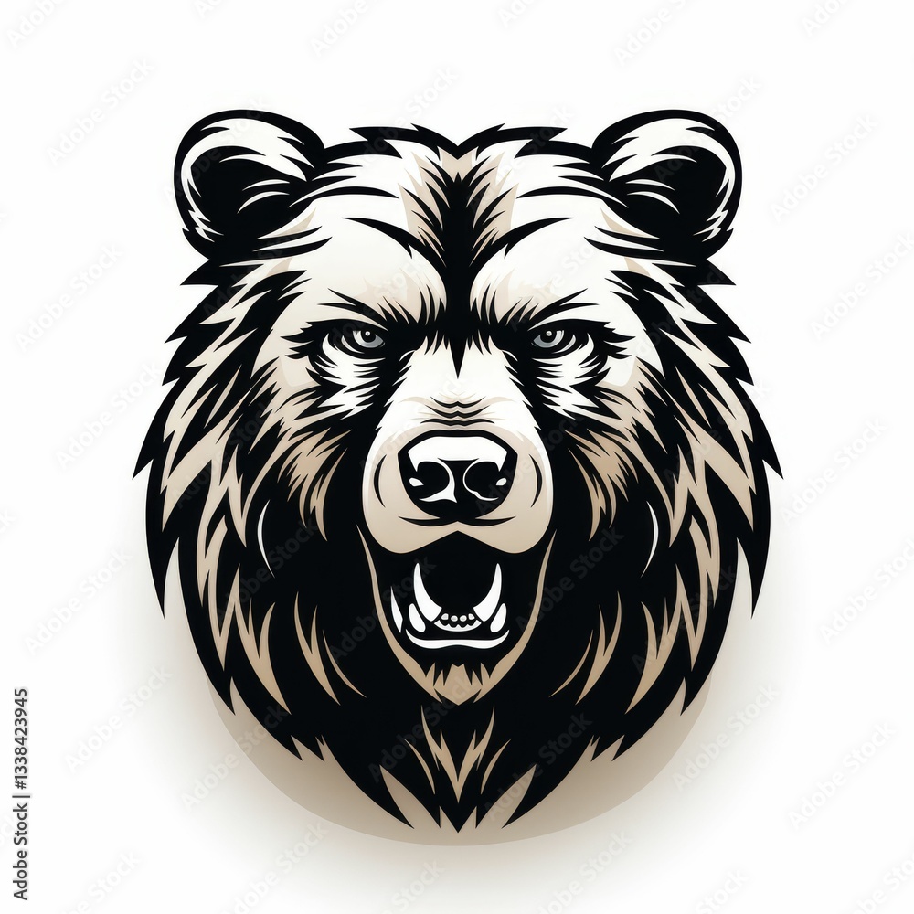 A bear with its mouth open and teeth bared A bear with its mouth open and teeth bared