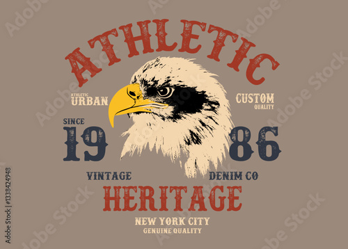Urban typography hipster street art, eagle varsity illustration, Denim eagles varsity typography for graphic t- shirt, T- shirt graphics print vector eagle illustration design.  Urban typography sloga