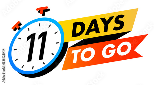 Countdown 11 days to go vector badge for social media post, promotion, promo offer