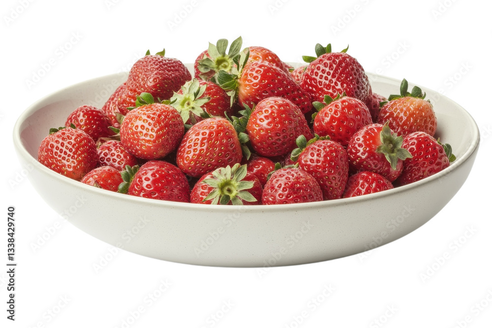 Fresh Strawberries in a White Bowl Isolated on a Clean Surface Perfect for Healthy Recipes and Lifestyle Imagery isolated on transparent background Fresh Strawberries in a White Bowl Isolated on a Clean Surface Perfect for Healthy Recipes and Lifestyle Imagery isolated on transparent background
