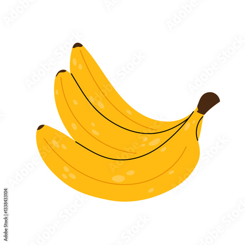 Bananas. Tropical fruit. Ripe yellow bananas on white background. Flat illustration.