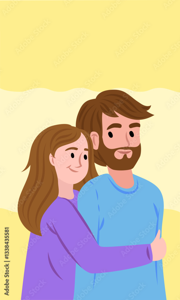 Obraz premium Young couple sharing a tender hug: embracing love and togetherness