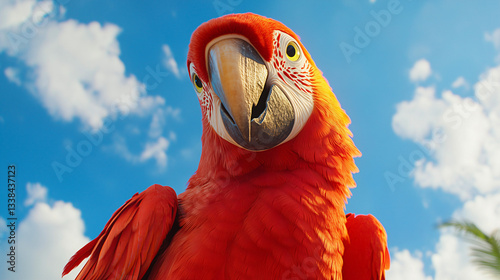 Funny parrot, close up