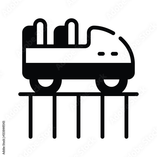 An editable glyph style icon of roller coaster ride