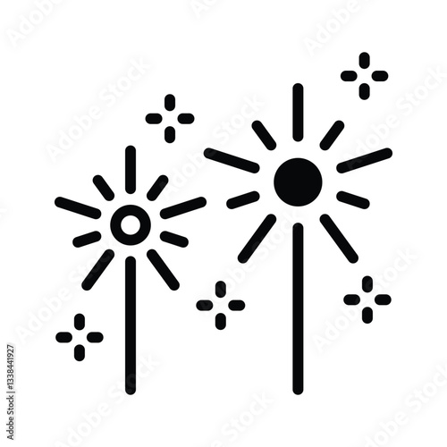 Visually appealing icon of fire sparklers in glyph style